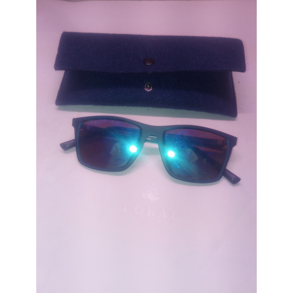 Coral Eyewear Vaquita Blue Mirrored Polarized Sunglasses Unisex Blue Frame